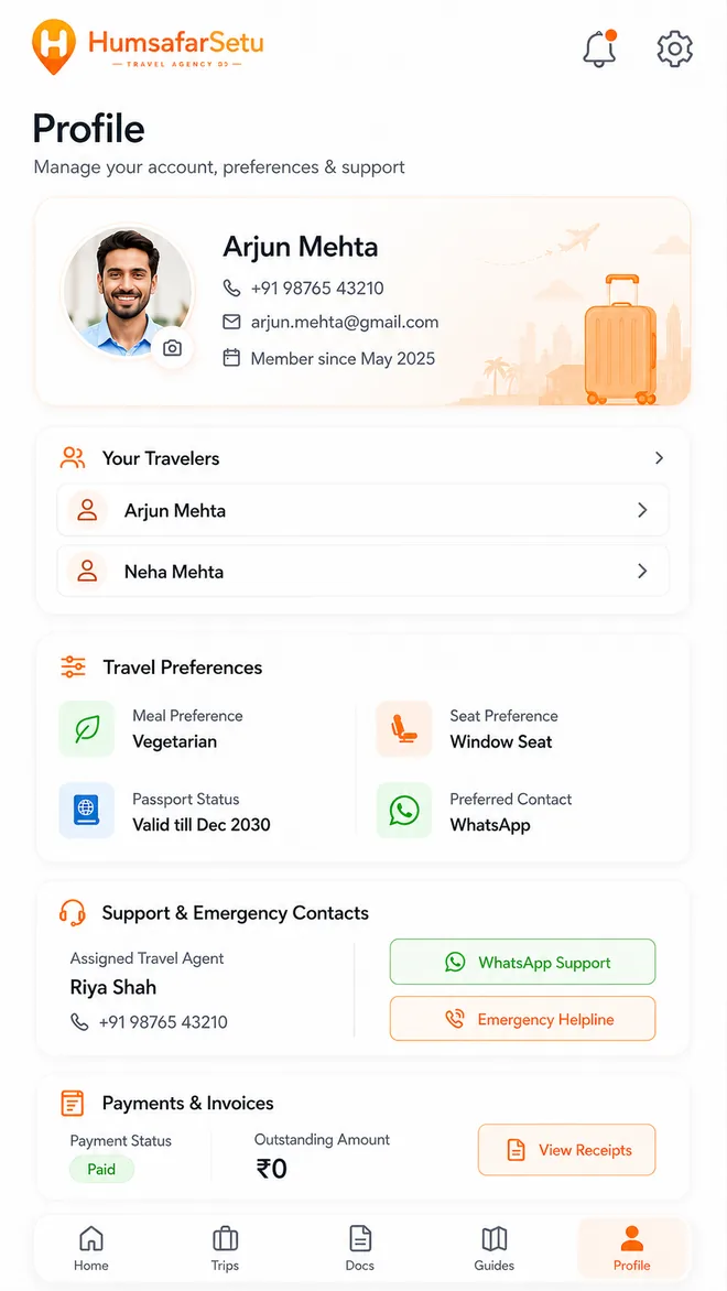 Agency support and customer profile